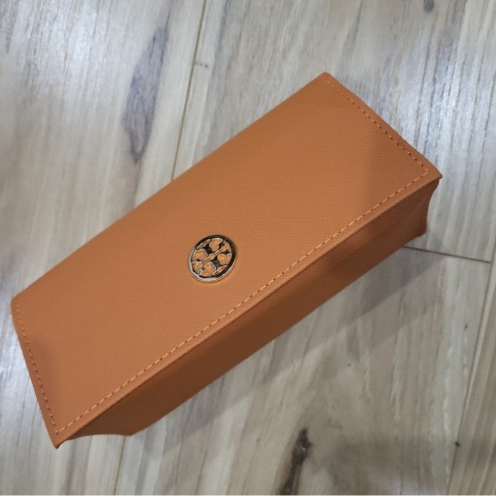 Tory Burch Orange Saffiano Leather Glasses Case Eyewear Sunglasses Holder